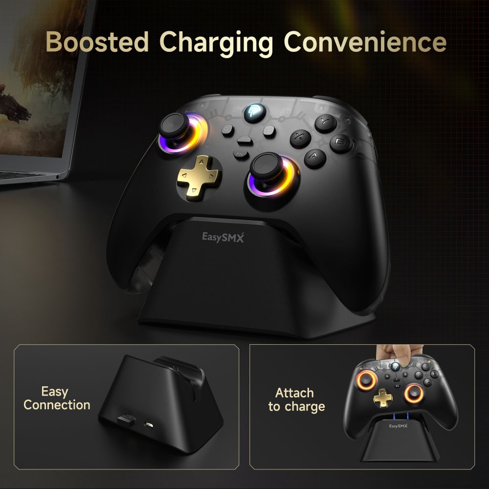 EasySMX® D05 Multiplatform Gaming Controller with Smart Charging Dock, Hall Effect Joysticks and Triggers