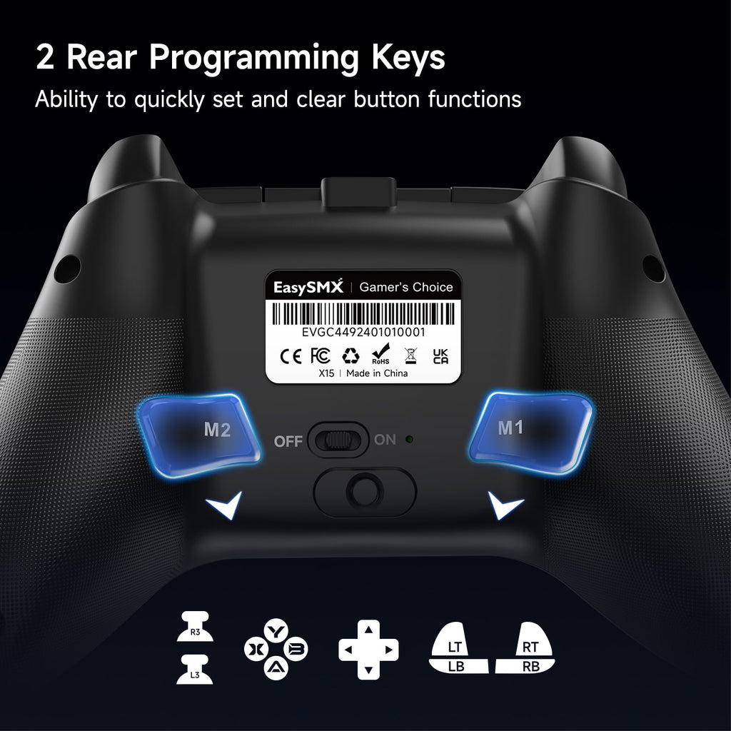 EasySMX X15 Gaming Controller Programmable Back Paddles