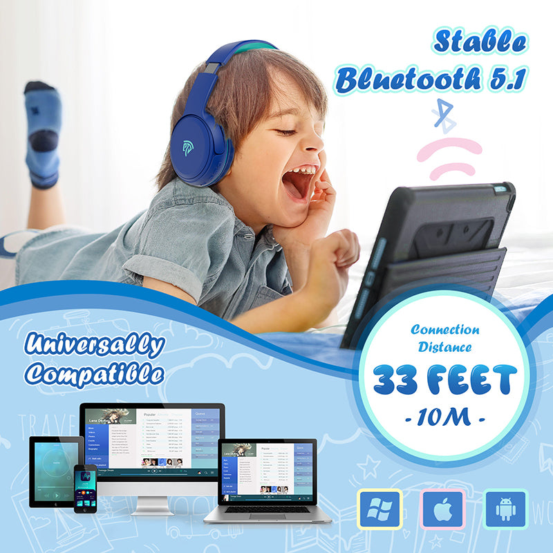 EasySMX Auriculares Inalámbricos Niños, [Regalo Niño] Cascos Bluetooth de  Diadema para Niños, Límite de Volumen 85/93db Plegables Micrófono  Incorporado Adecuado para Teléfono/Tableta/PC, 3 a 12 Años : :  Videojuegos